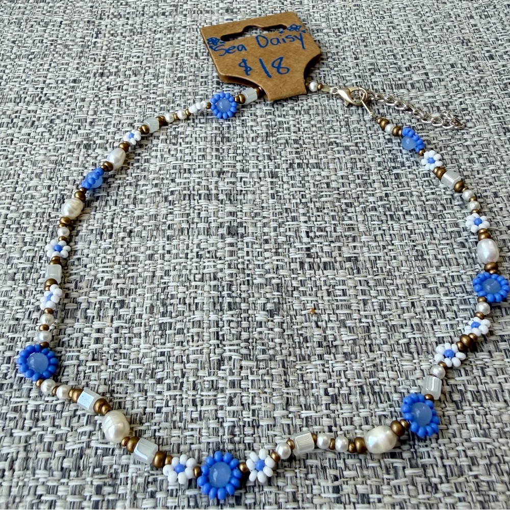 Beaded Choker Necklace With Pearls Handmade